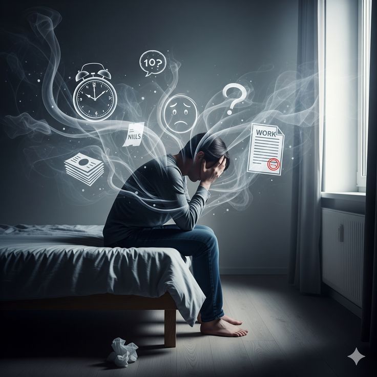 Adult struggling with disorganization and poor concentration at work, highlighting common symptoms of undiagnosed ADHD in adults.
